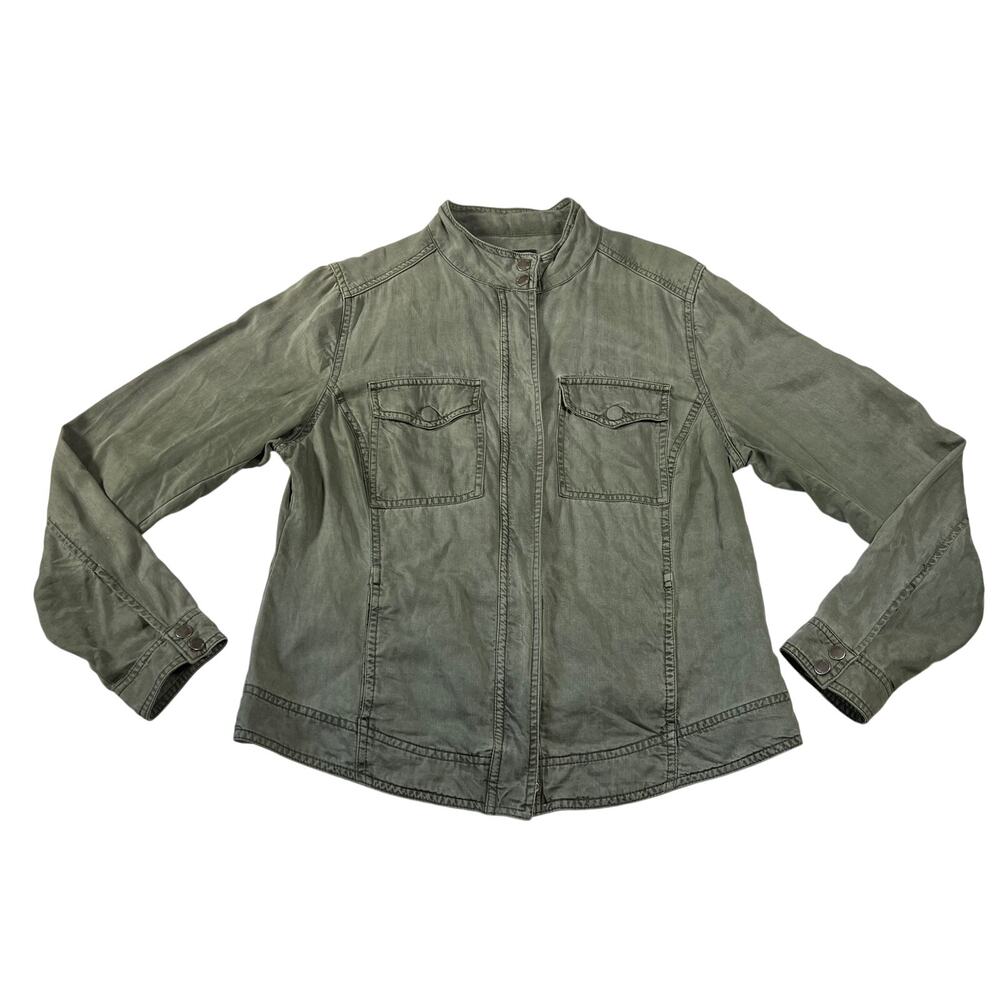 Liverpool Merie Tencel Cargo Jacket Size L Utilitarian Hipster Gorpcore Full Zip